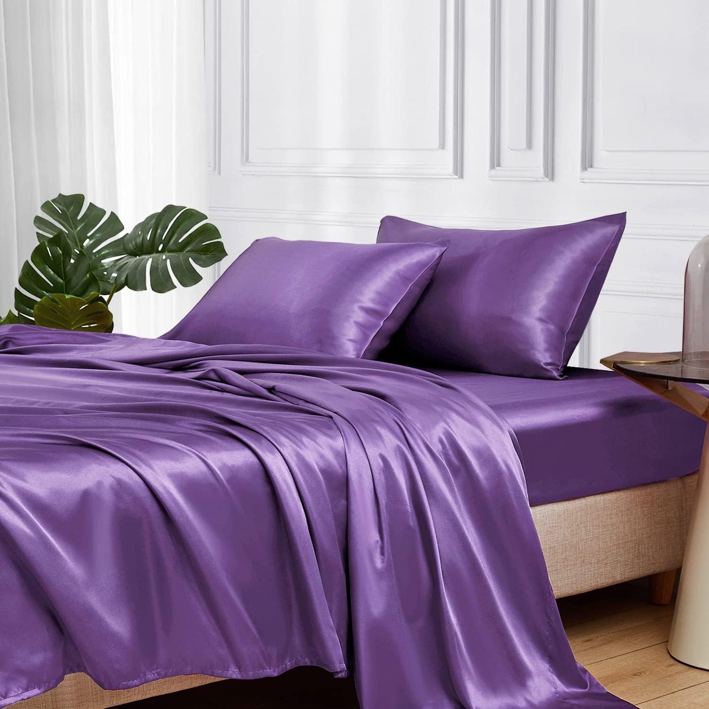 MR&HM King Size Satin Bed Sheets Set for Luxurious Comfort