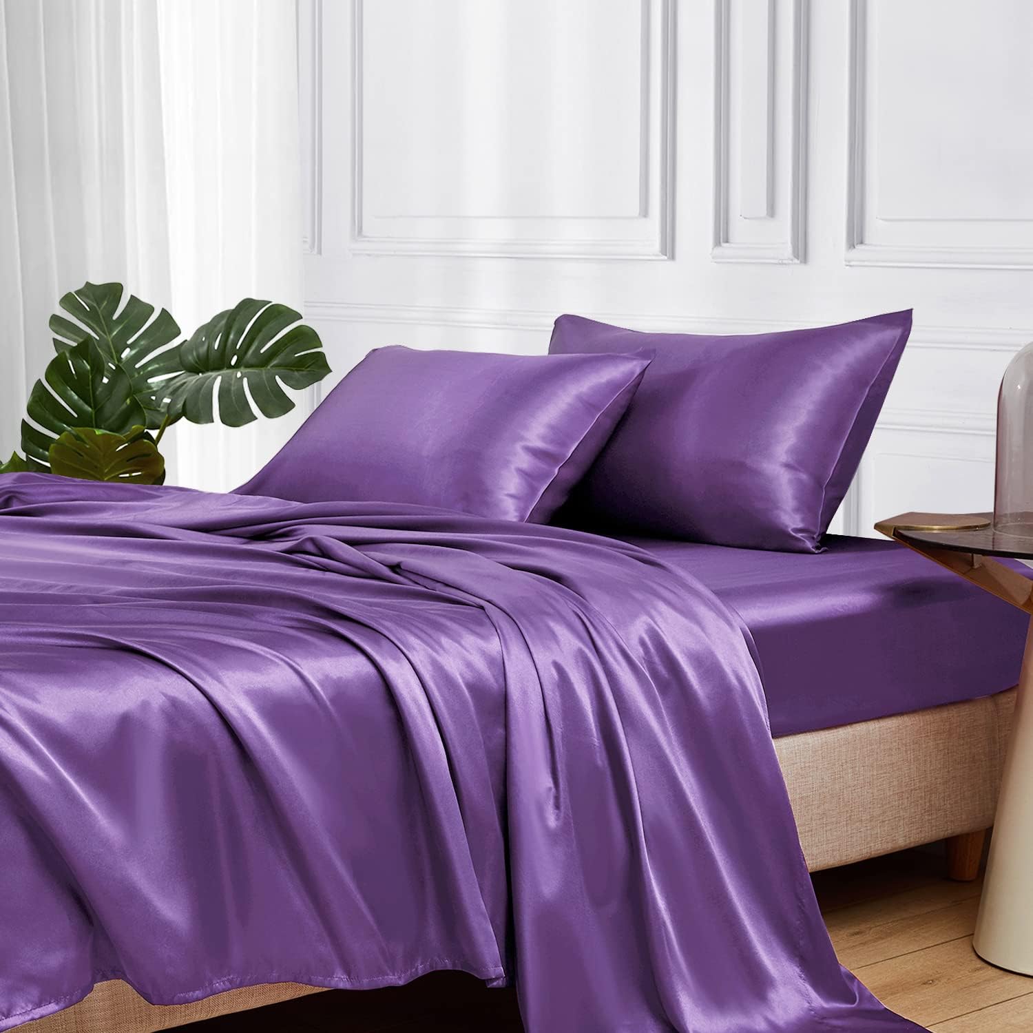 MR&HM King Size Satin Bed Sheets Set for Luxurious Comfort