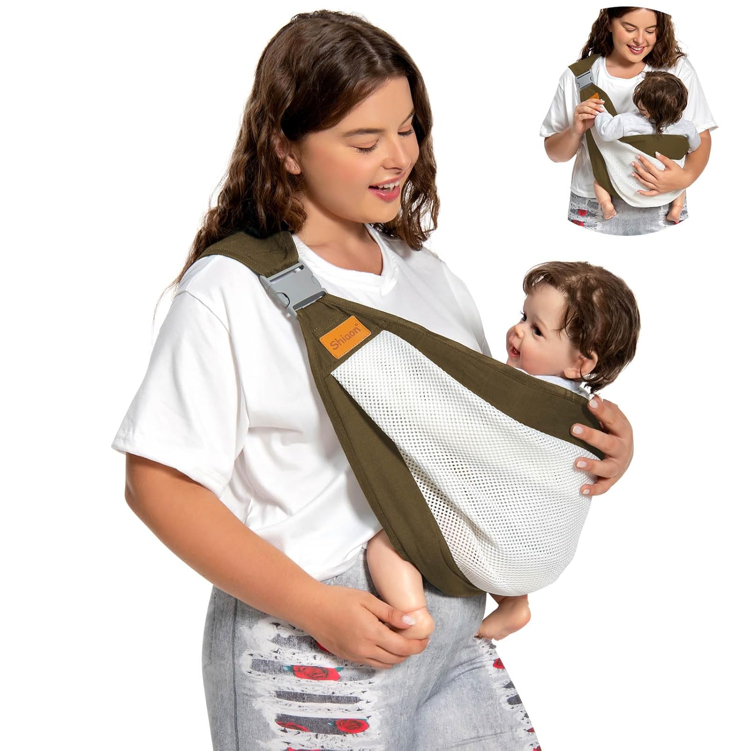 Baby Sling Carrier for Newborn to Toddler with Safety Buckle