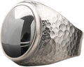 Natural Hematite Sterling Silver Mens Ring - Grounding Statement