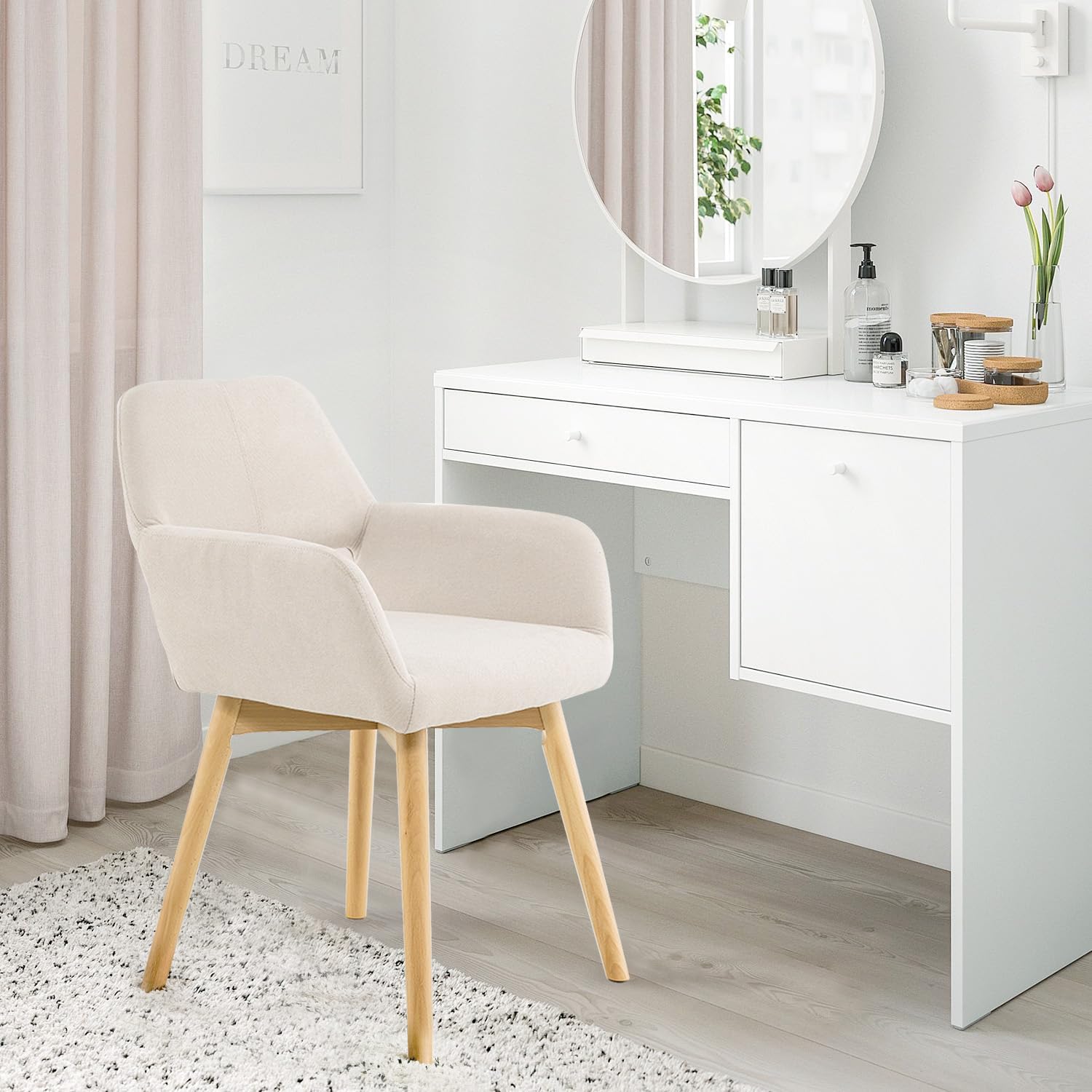 YEEFY Desk Chair No Wheels Comfy Accent Chair for Home