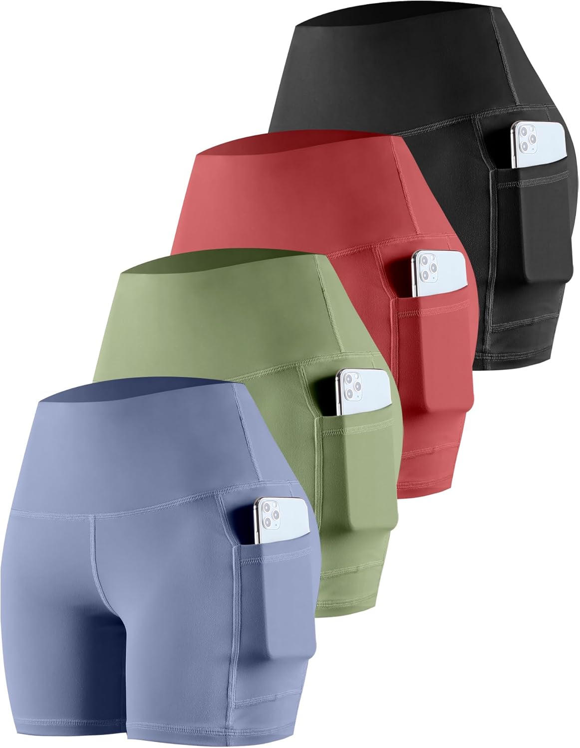 CHRLEISURE Womens Biker Yoga Shorts with Pockets for Comfort