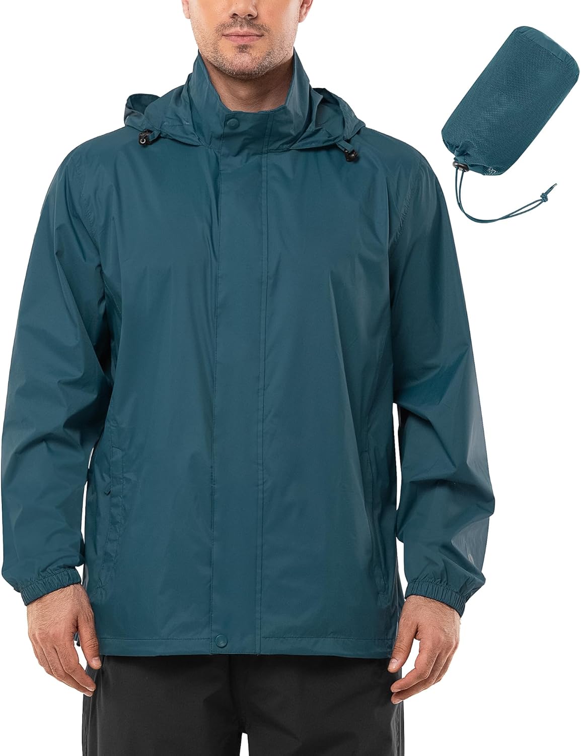 Outdoor Ventures Men's Rain Jacket Waterproof Lightweight Packable