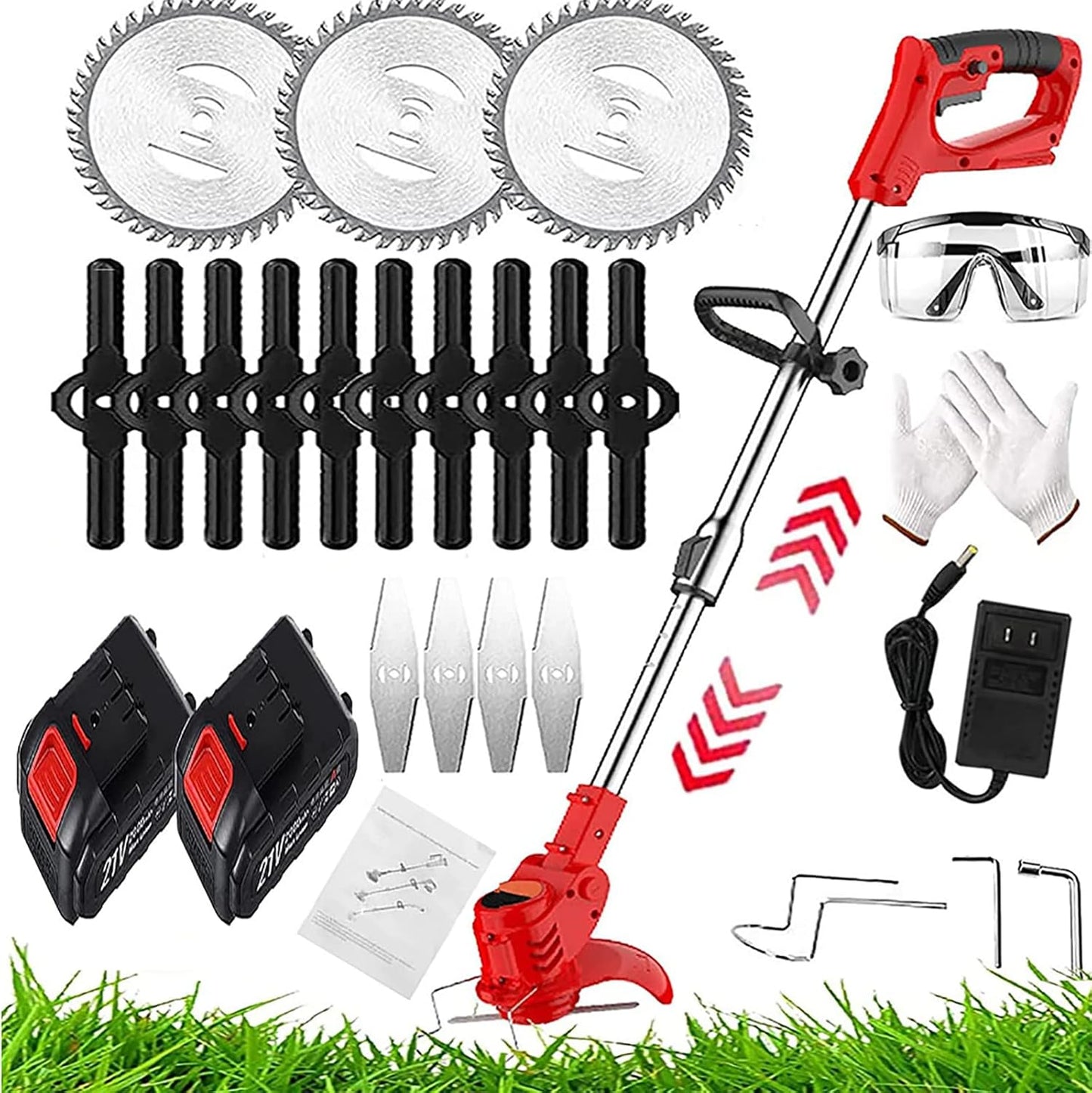 Cordless Electric Weed Wacker with 3 Blades for Yard Care