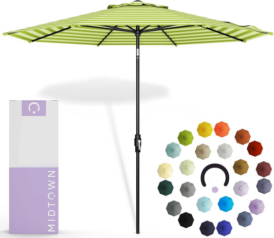10 Feet Outdoor Umbrella with Terylast Pear Stripes for Patio