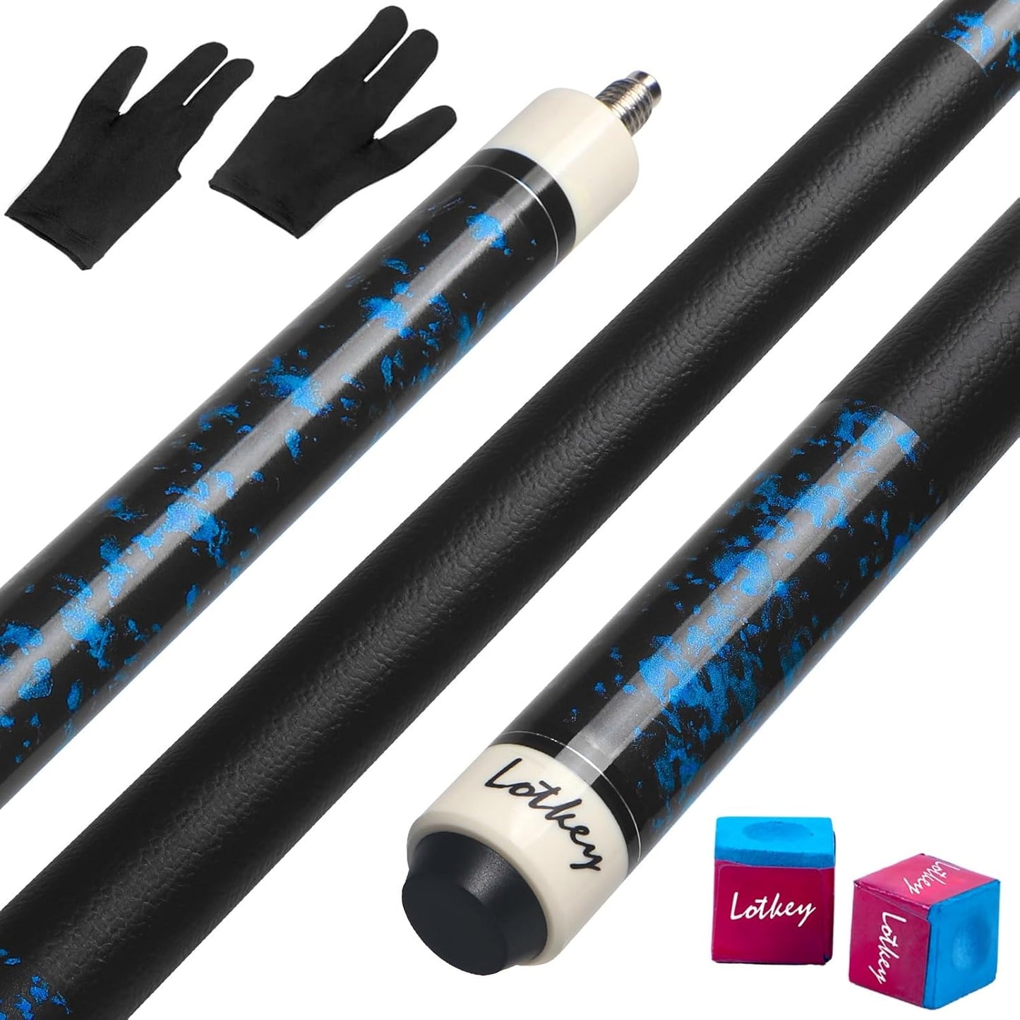 LOTKEY Pool Cue Set of 4 with Extra Chalks for Billiard Players
