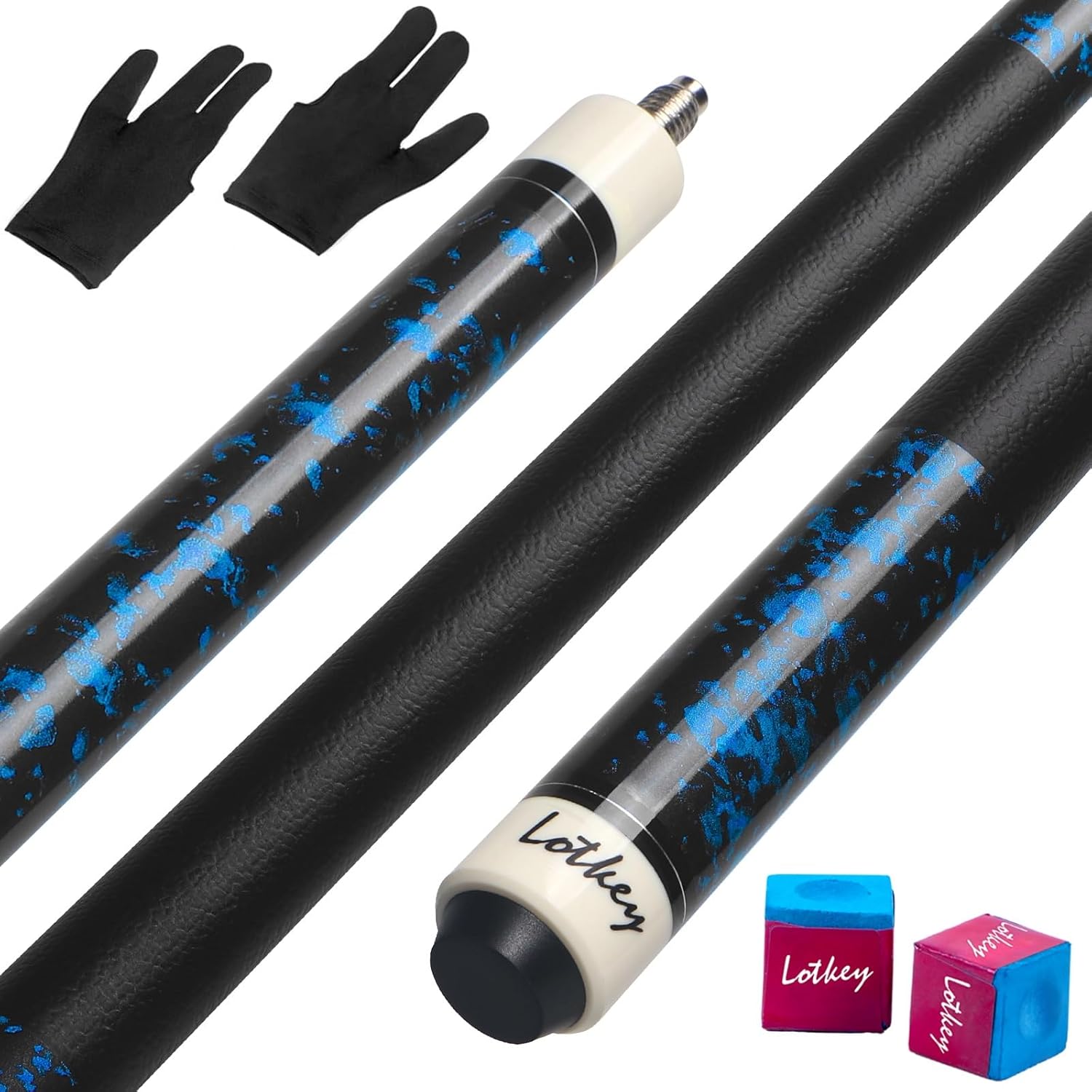 LOTKEY Pool Cue Set of 4 with Extra Chalks for Billiard Players