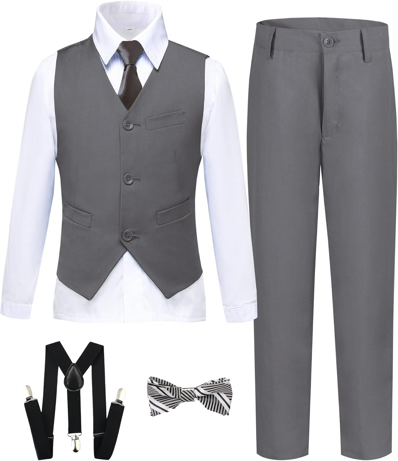 Boy's Formal Suit 7 Piece Slim Fit Tuxedo for Kids and Teens