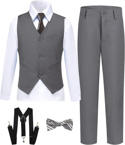 Boy's Formal Suit 7 Piece Slim Fit Tuxedo for Kids and Teens