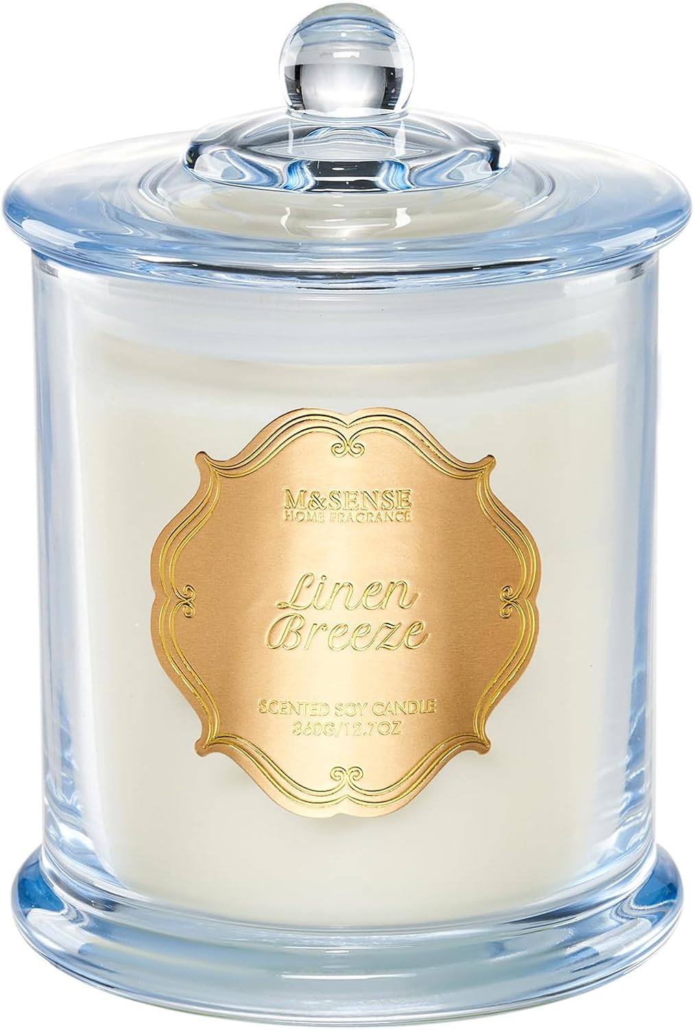 M&SENSE Linen Candles for Home - Organic Soy Candle 75 Hours