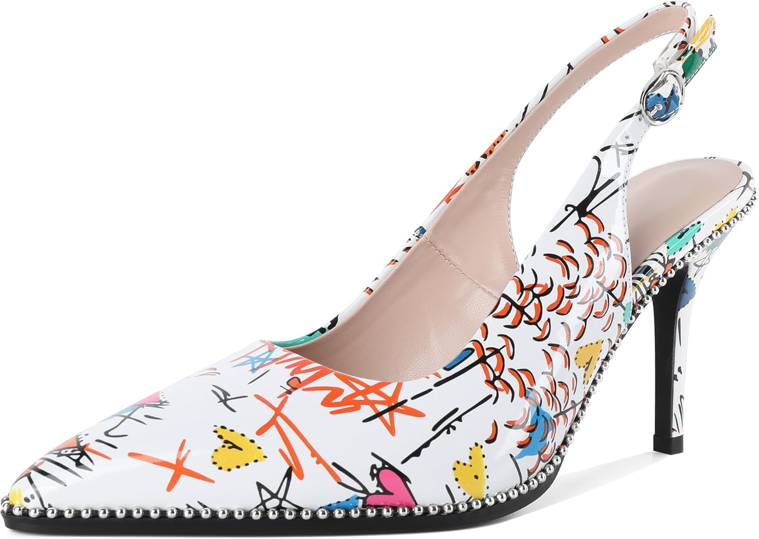 Zamikoo Women Beaded Pumps High Heel Slingback Stylish Stilettos