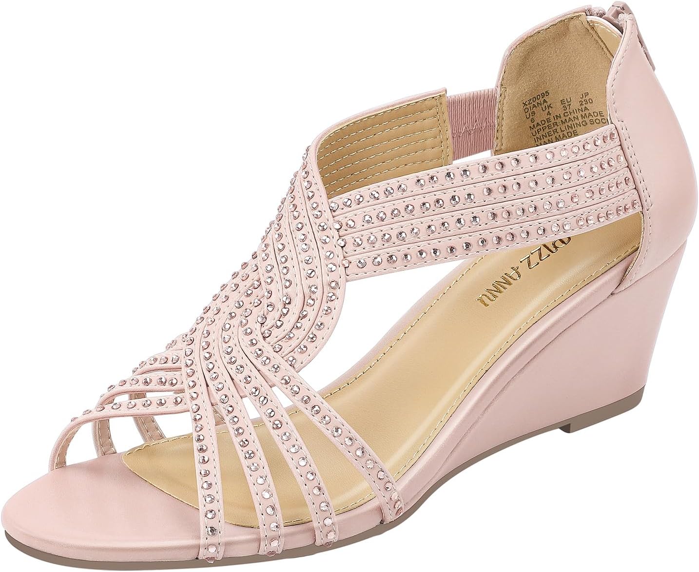 Diana Low Wedge Sandals with Sparkly Rhinestones for Women