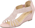 PIZZ ANNU Diana Low Wedge Sandals Sparkly Rhinestone - Dressy