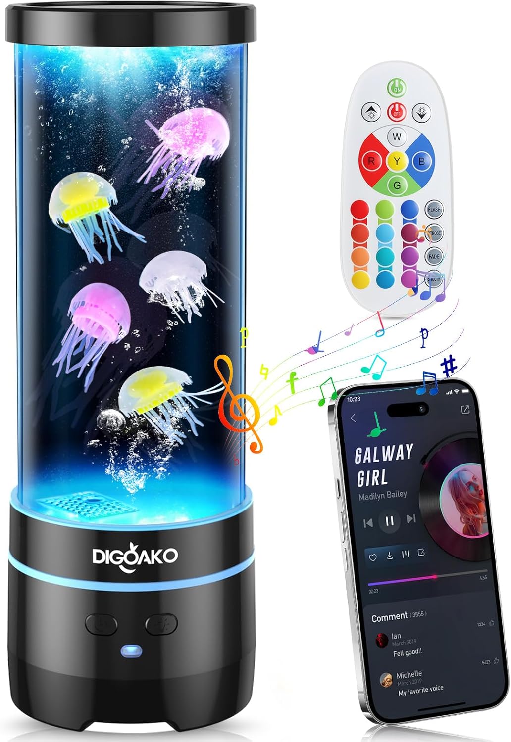 Jellyfish Lamp Bluetooth Speaker with White Noise for Relaxation