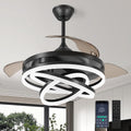 Retractable Ceiling Fan 42 in Chandelier with Light - Modern Fandelier