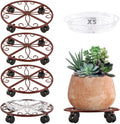 5 Pack Plant Caddy with Wheels 12 in Metal Plant Stand - Heavy Duty