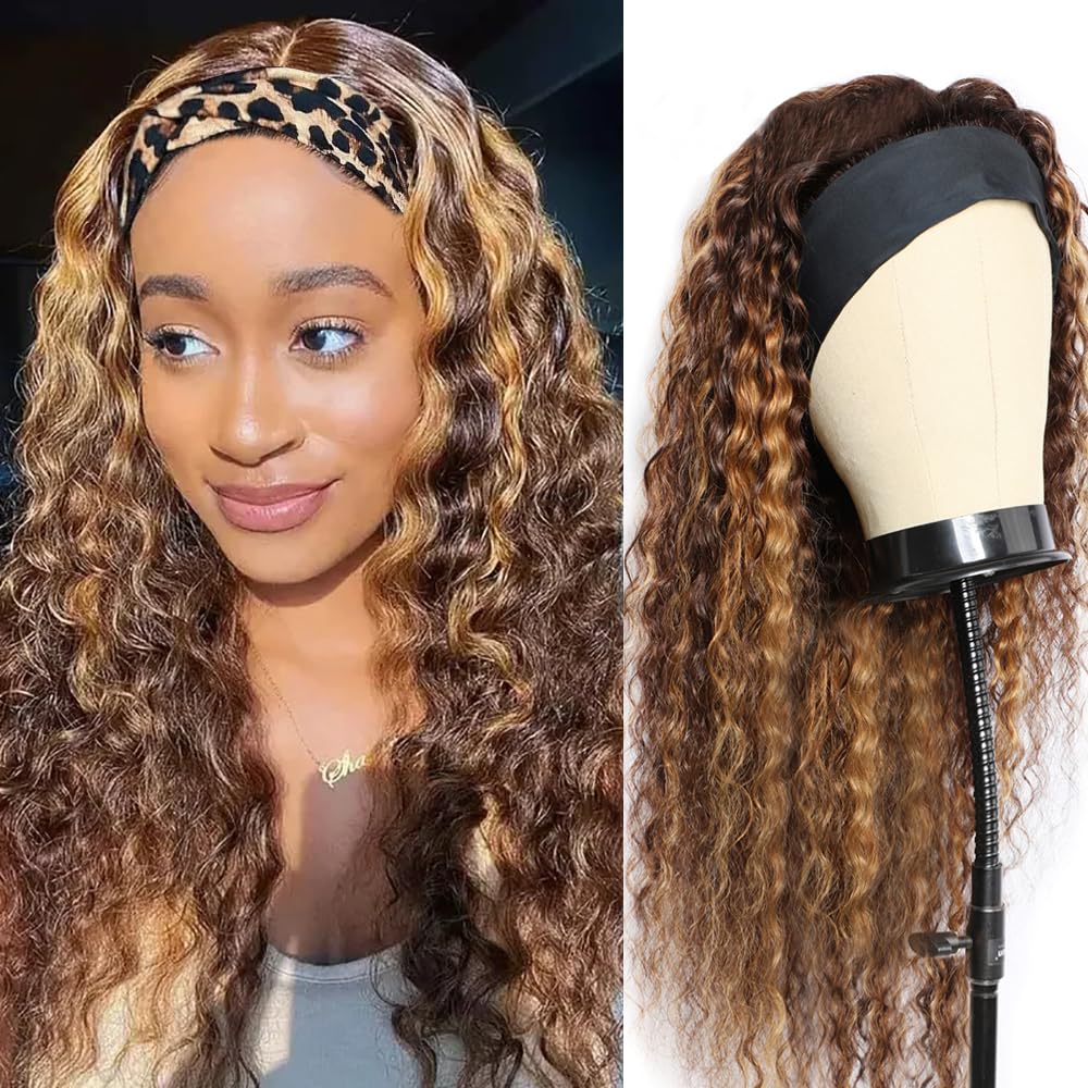 XSY Headband Wig Human Hair Highlight Ombre for Black Women