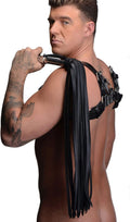Leather Flogger with Stainless Steel Handle - Weighted Steel Handle