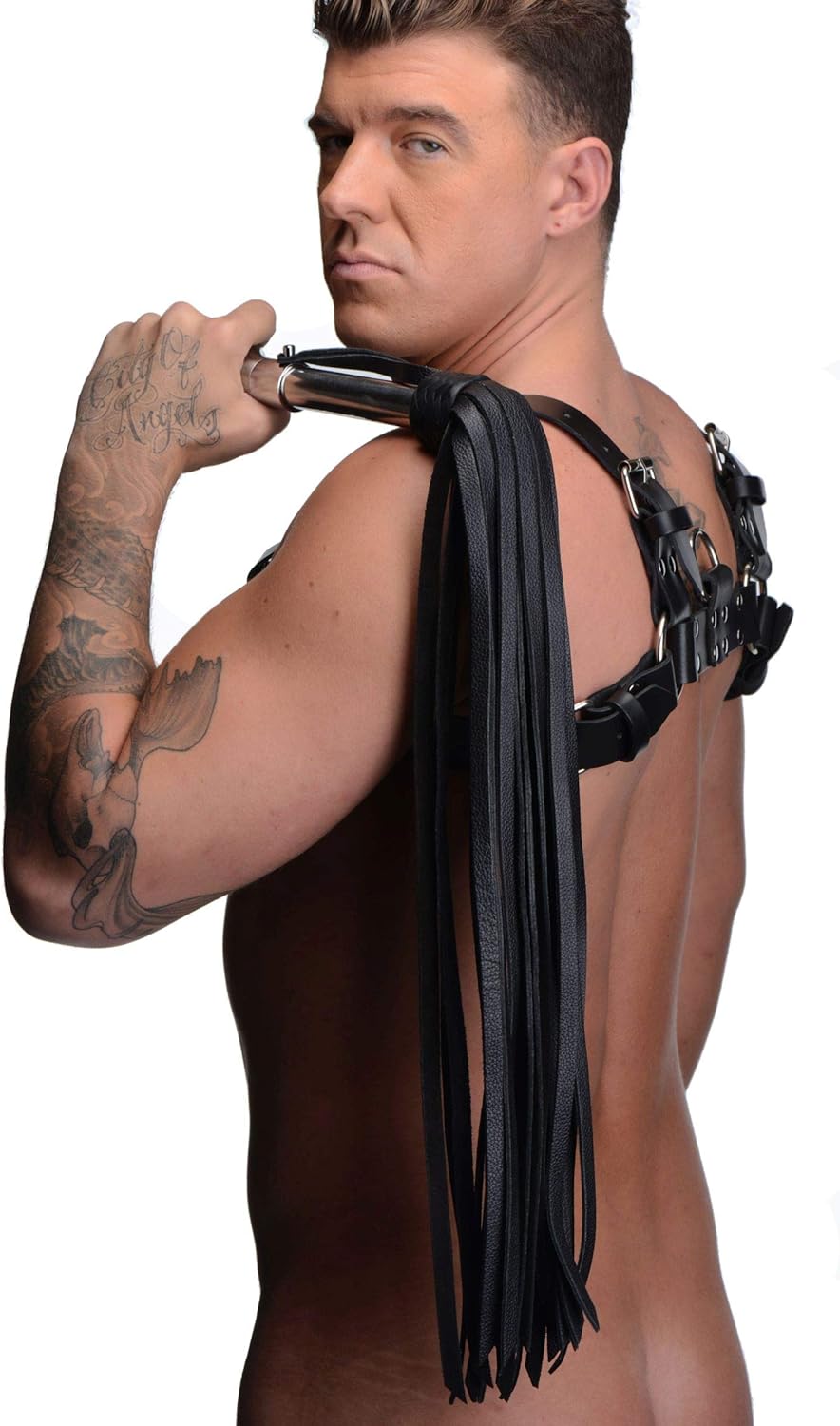 Leather Flogger with Stainless Steel Handle for Ultimate Pleasure