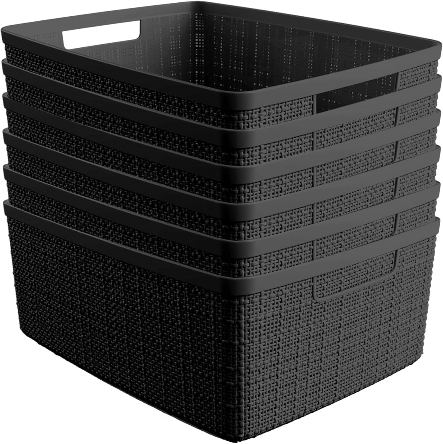 Curver Set of 6 Jute Medium Decorative Storage Baskets for Home