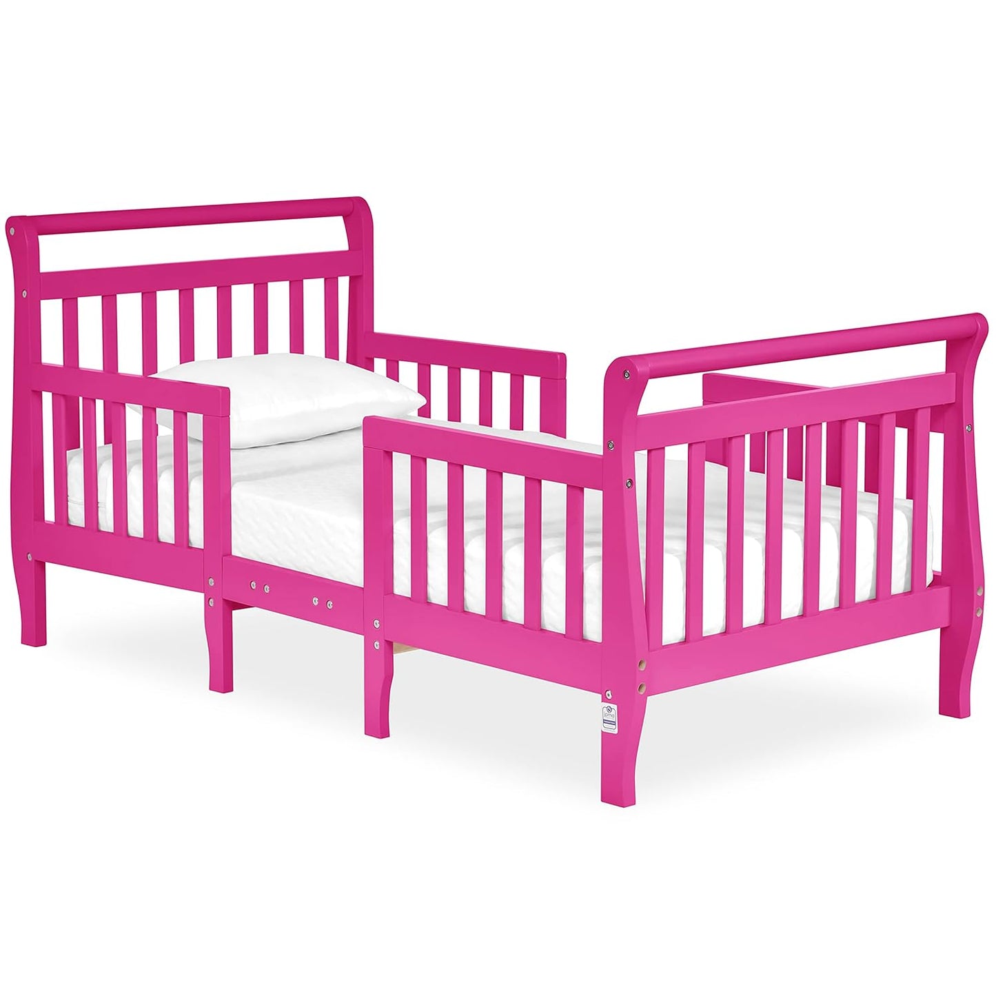 Dream On Me Emma 3-in-1 Convertible Toddler Bed in Fuschia Pink