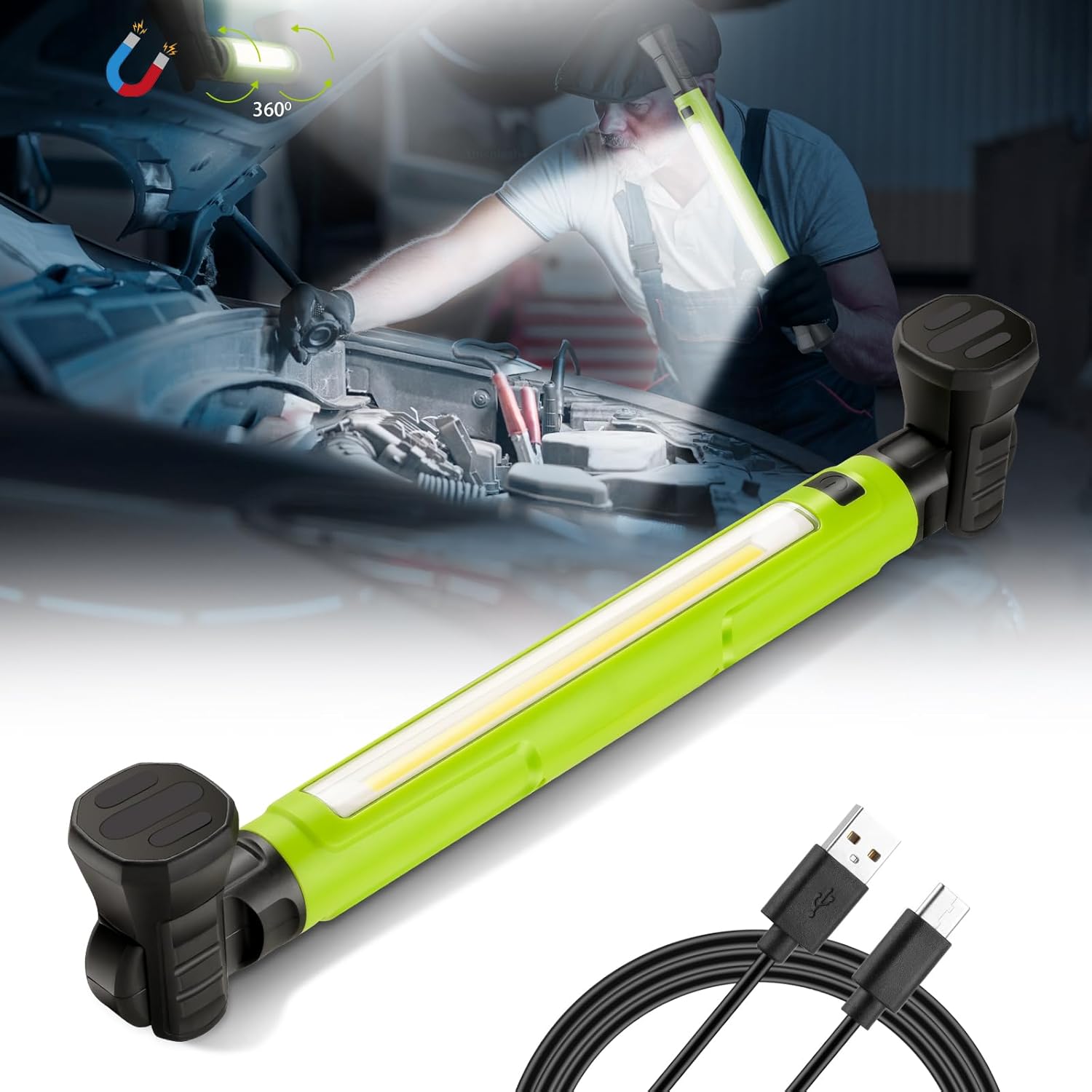3000LM Bright LED Work Light - Rechargeable Magnetic Mechanic Light