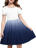 Girls Summer Dress Tie Back Square Neck Tiered Midi - Adjustable
