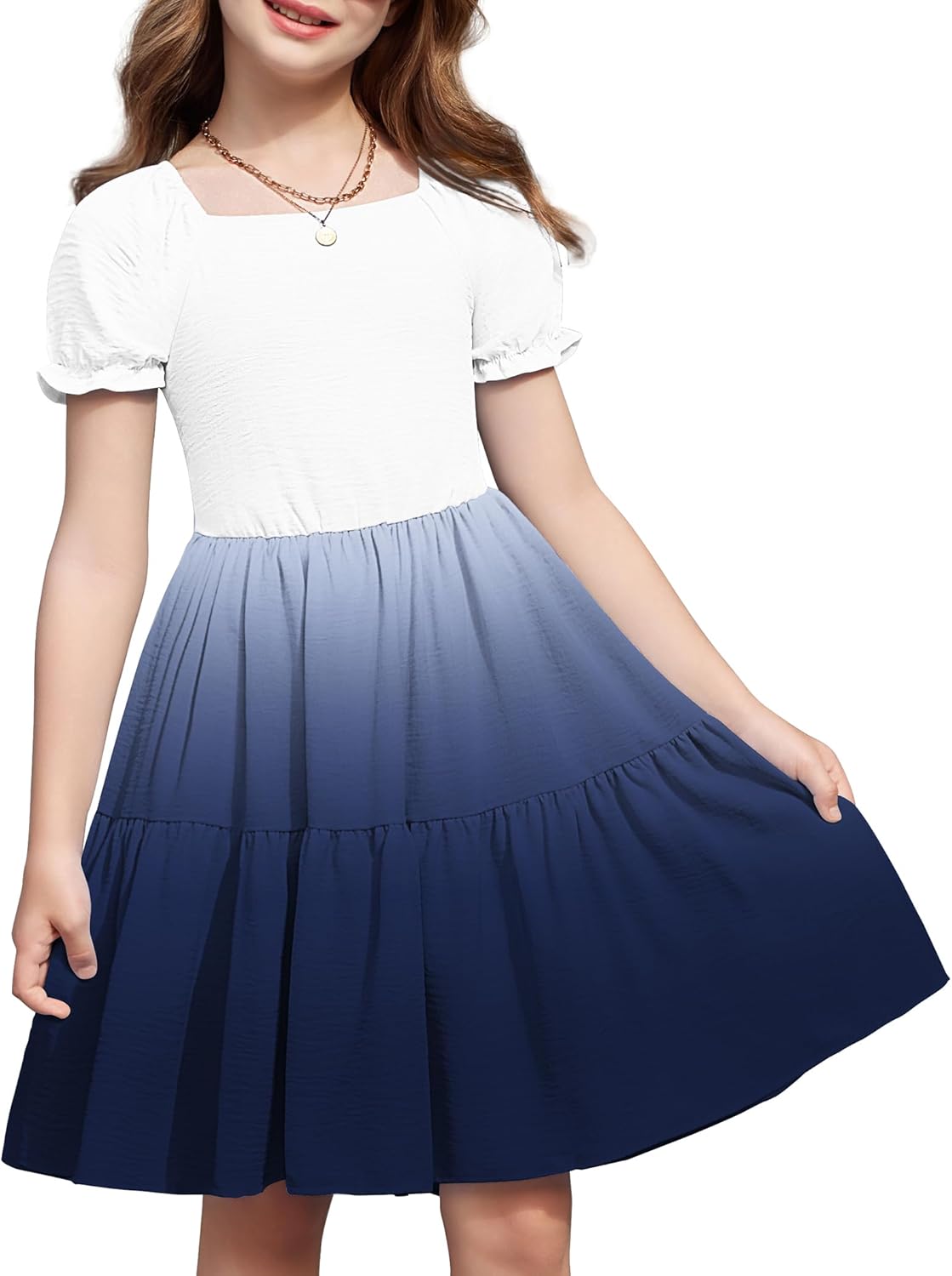 Arshiner Girls Summer Dress with Tie Back and Pockets for Fun
