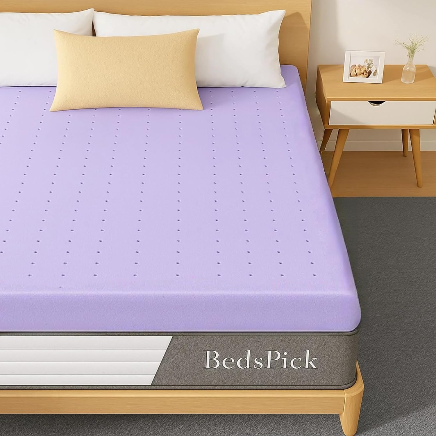 BedsPick 3 Inch Memory Foam Mattress Topper for Twin XL Comfort