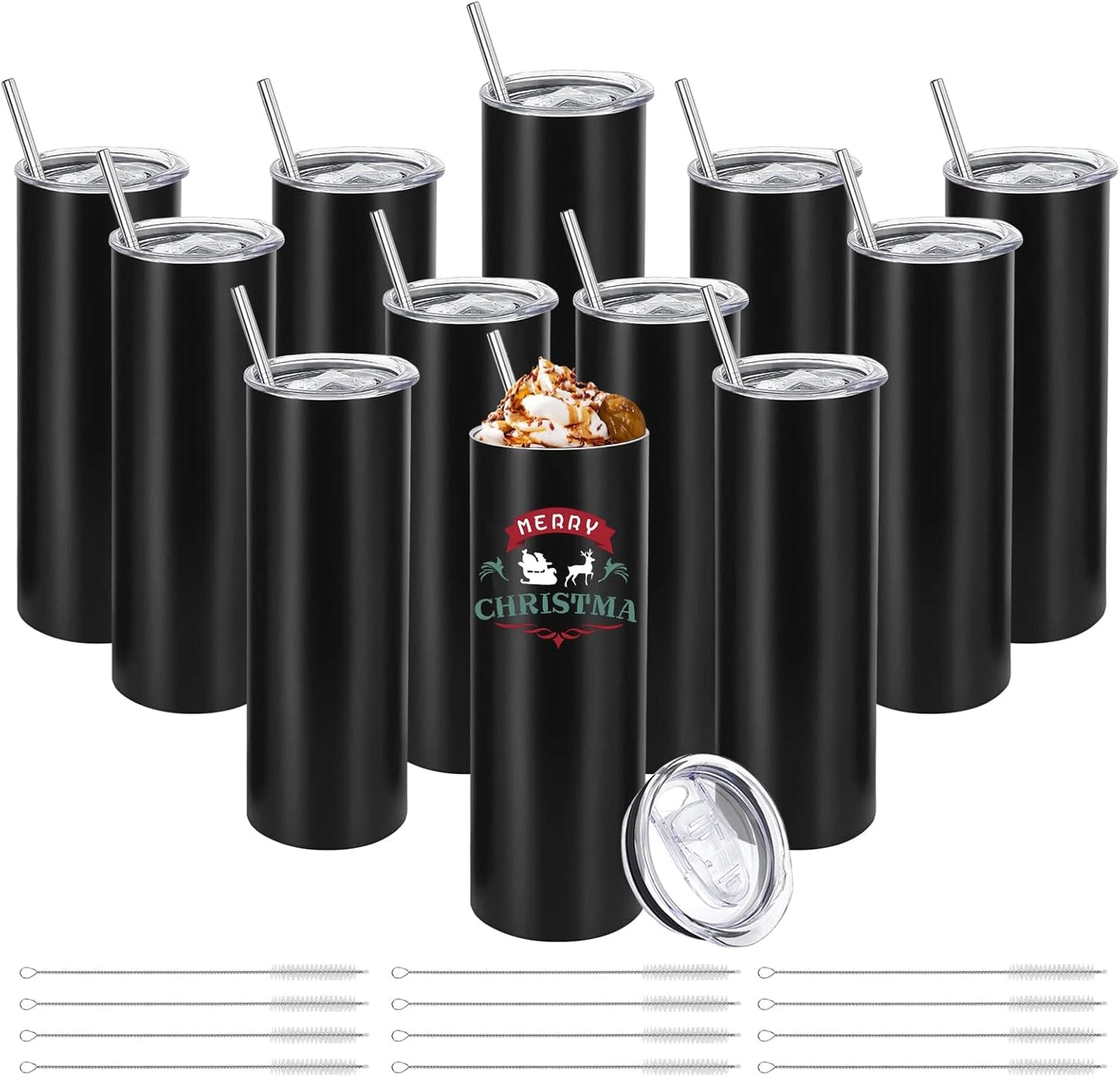 12 Pack Stainless Steel Skinny Tumblers for DIY Projects