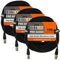 Gearlux XLR Microphone Cable Fully Balanced 100 ft 3-Pack - Studio
