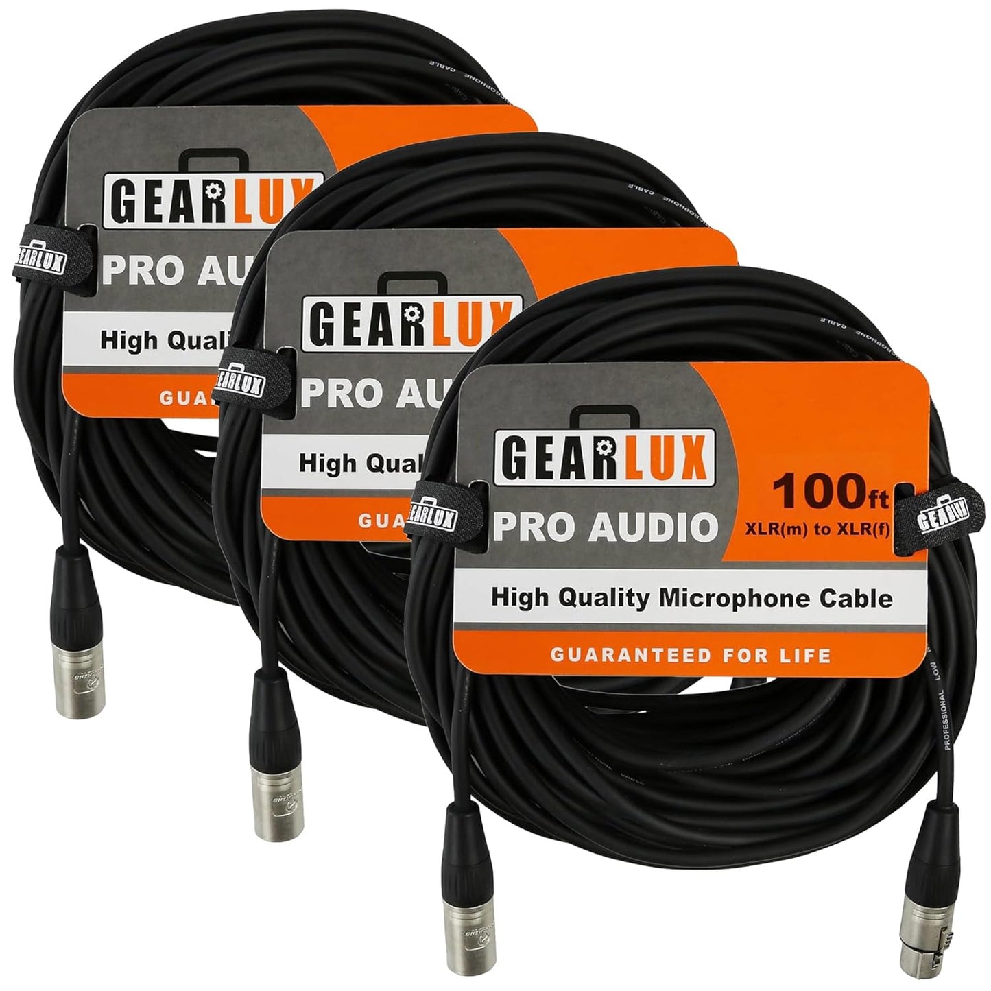 Gearlux XLR Microphone Cable 100 Feet - Professional Quality