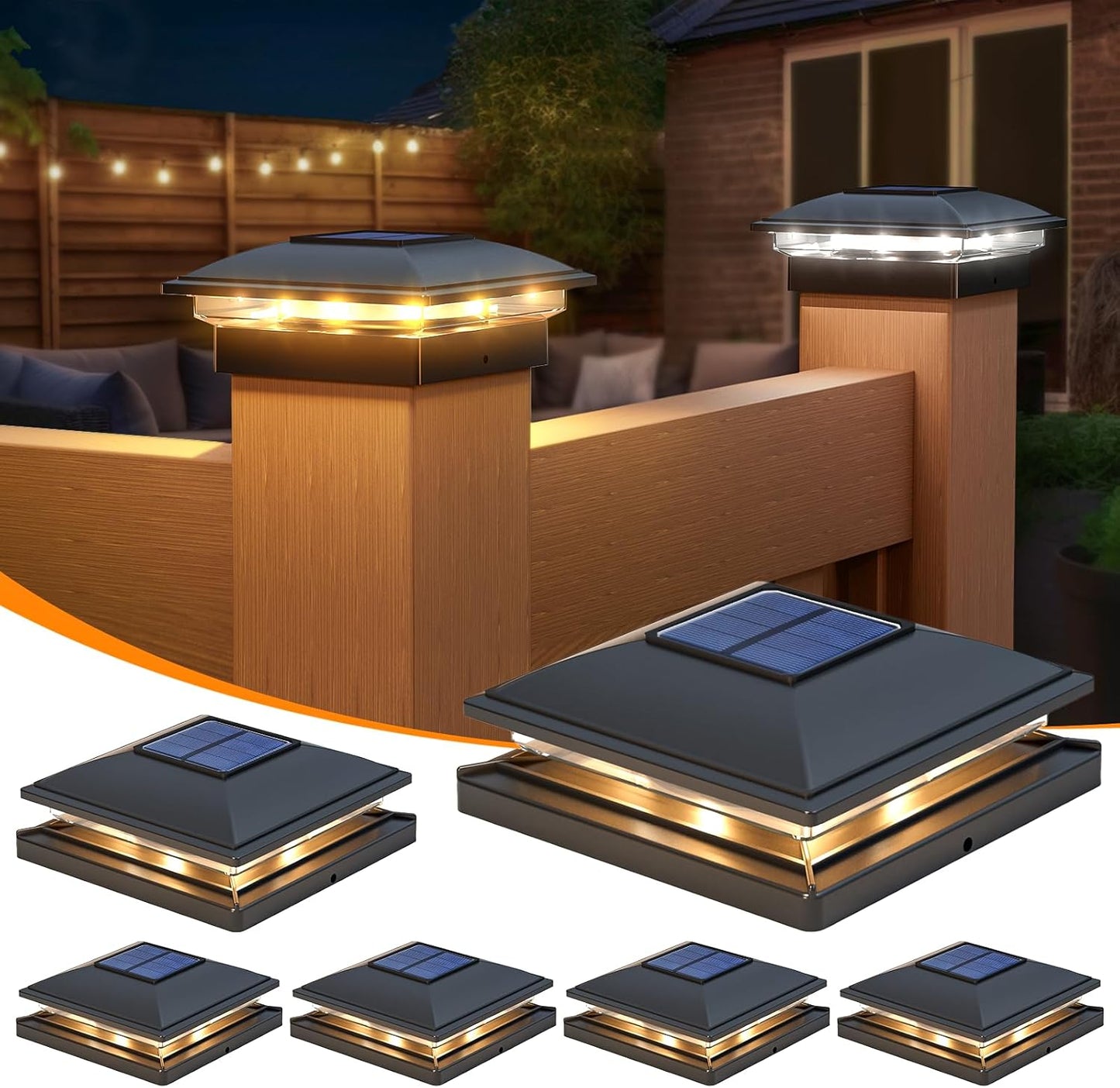 APONUO Solar Post Lights - 6 Pack Waterproof Outdoor Decor