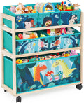 kids Toy Storage Organizer with Wheels - Rolling Cart for Toys & Books