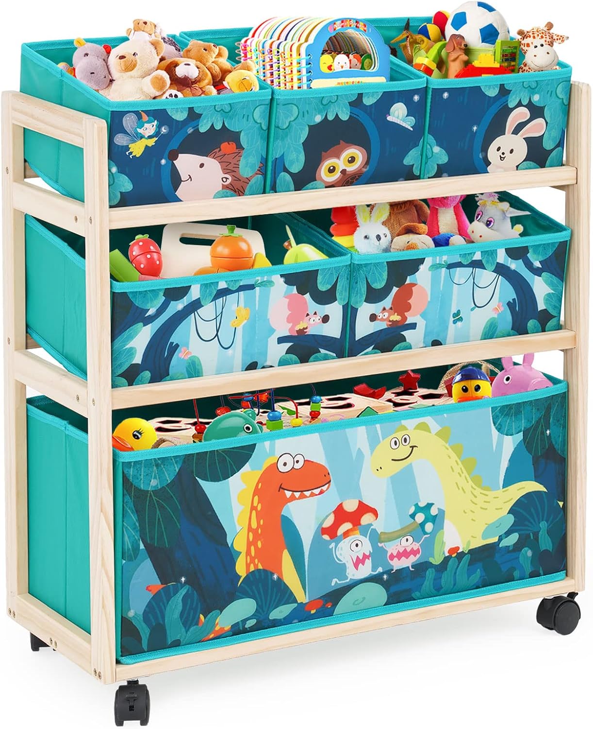 Kids Toy Storage Organizer with Wheels for Playroom and Bedroom