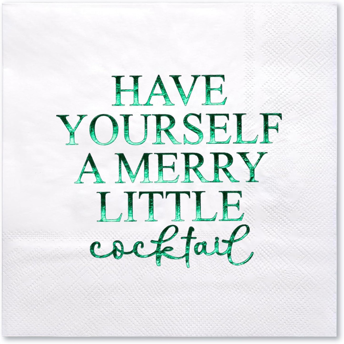 Christmas Party Fun Napkins - 'Merry Little Cooktail' Design - 50 Pcs