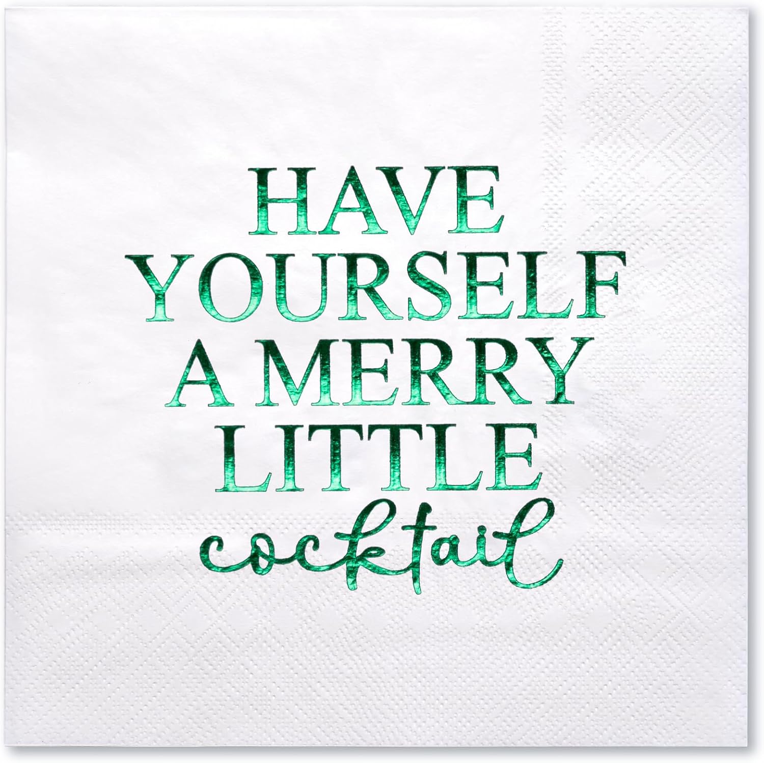 Christmas Party Fun Napkins - 'Merry Little Cooktail' Design - 50 Pcs