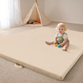 Foldable Baby Play Mat 50x50 in - Thick Vegan Leather Playpen Mat