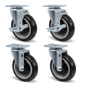 5 in Caster Wheels Heavy Duty Swivel Set of 4 - Quiet Polyurethane