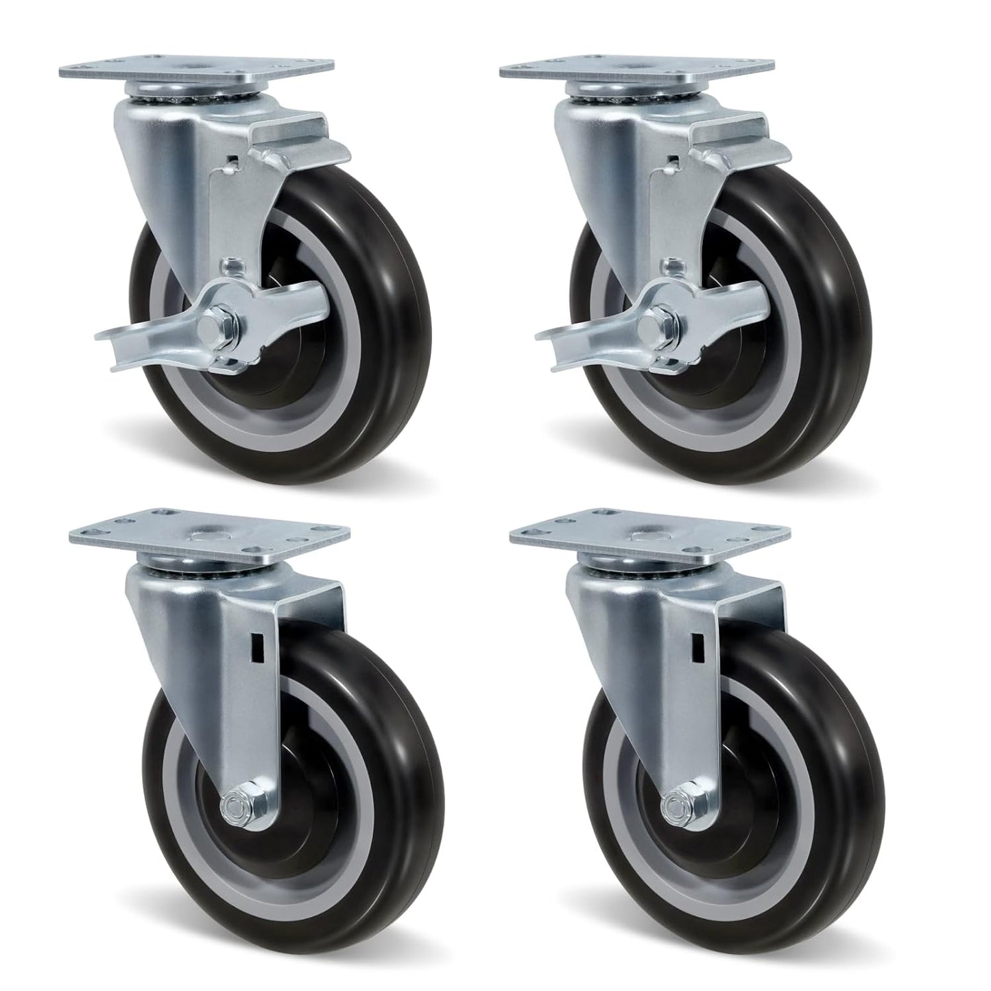5 Inch Heavy Duty Caster Wheels Set of 4 for Smooth Rolling