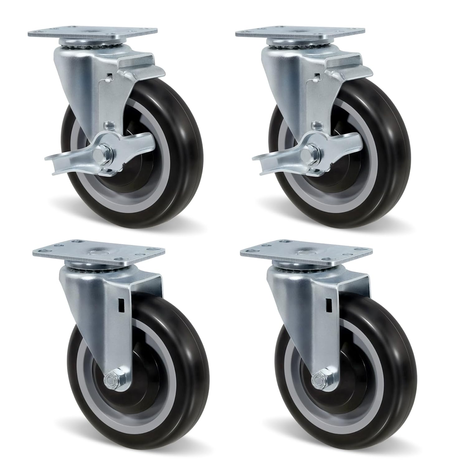 5 Inch Heavy Duty Caster Wheels Set of 4 for Smooth Rolling