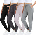 4 Pack Womens Joggers with Pockets - Lightweight Soft Travel Pants