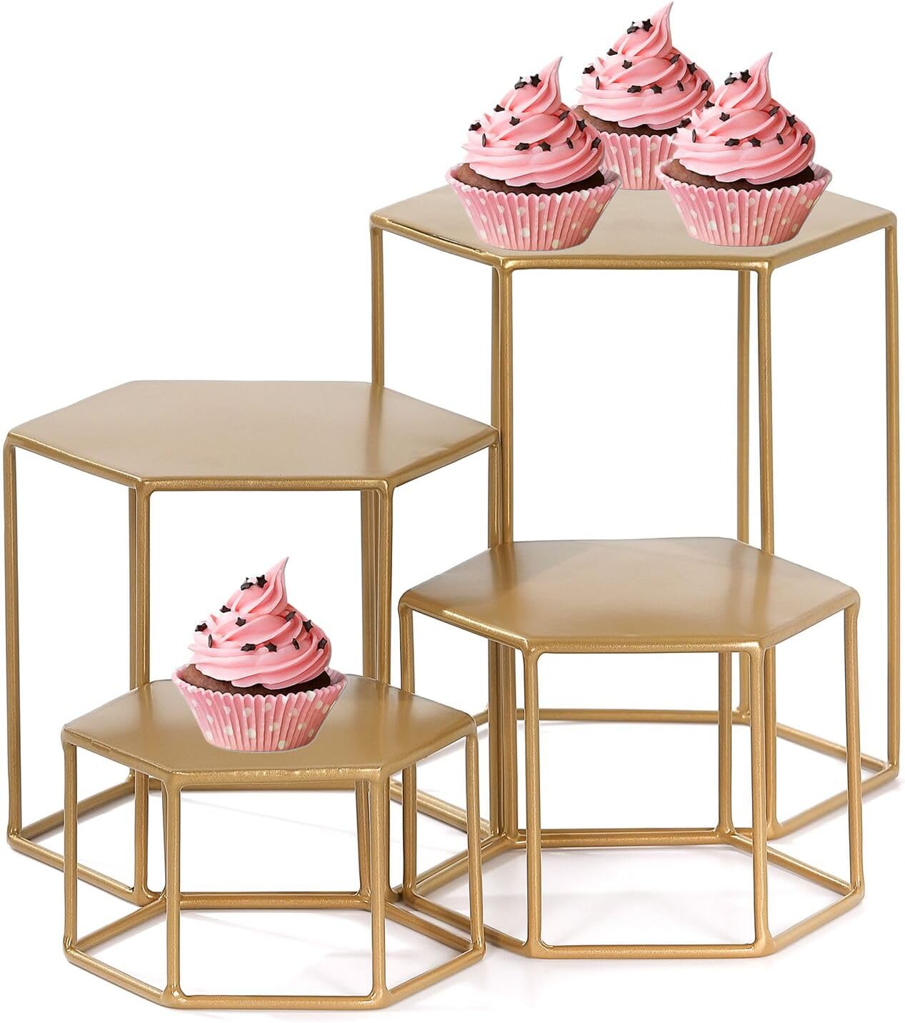 Set of 4 Metal Display Risers for Modern Buffet and Events