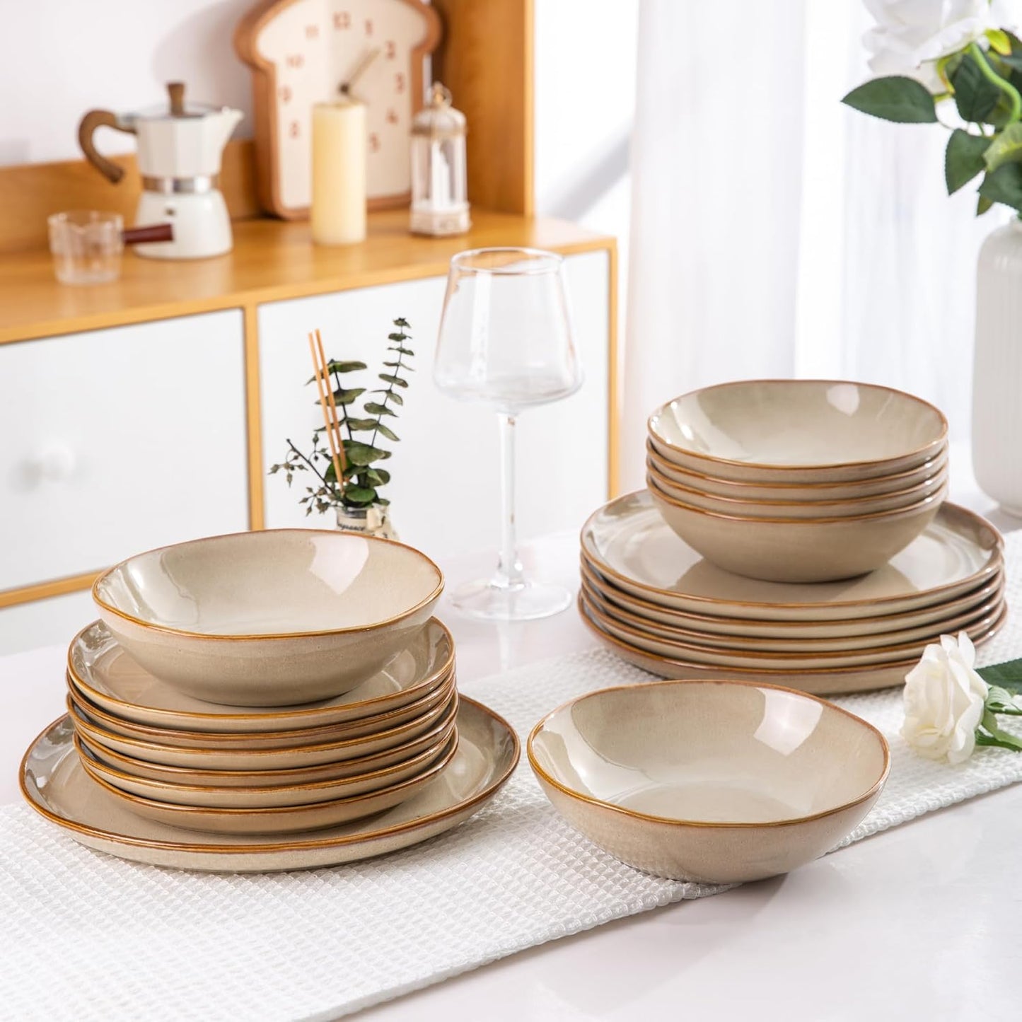 AmorArc Ceramic Dinnerware Set - Unique Handmade Plates & Bowls