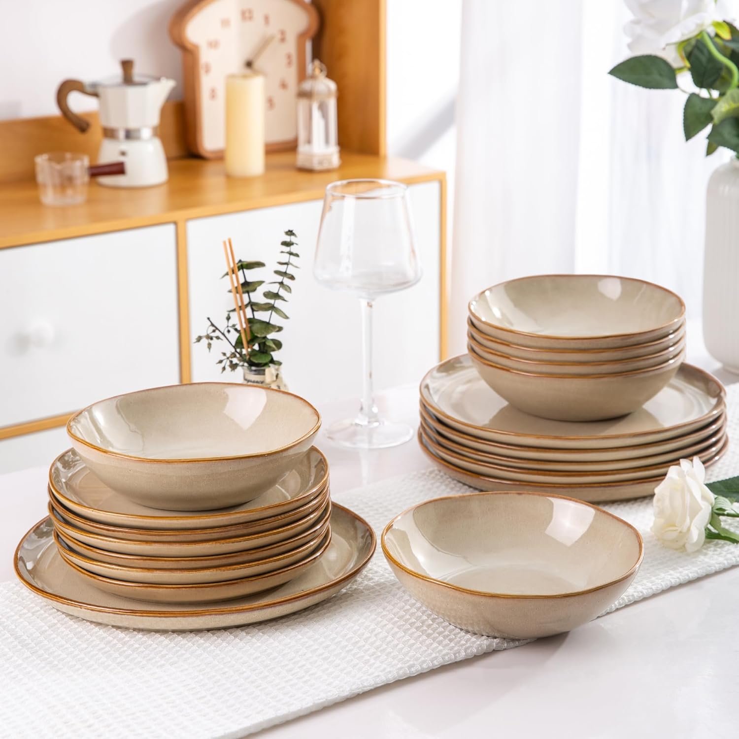 AmorArc Ceramic Dinnerware Set - Unique Handmade Plates & Bowls