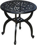 Cast Aluminum Outdoor Side Table, All Weather Round Small Coffee Table