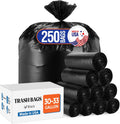 Delxo 33 Gallon Trash Bags 250 Count - Durable, Perforated Rolls