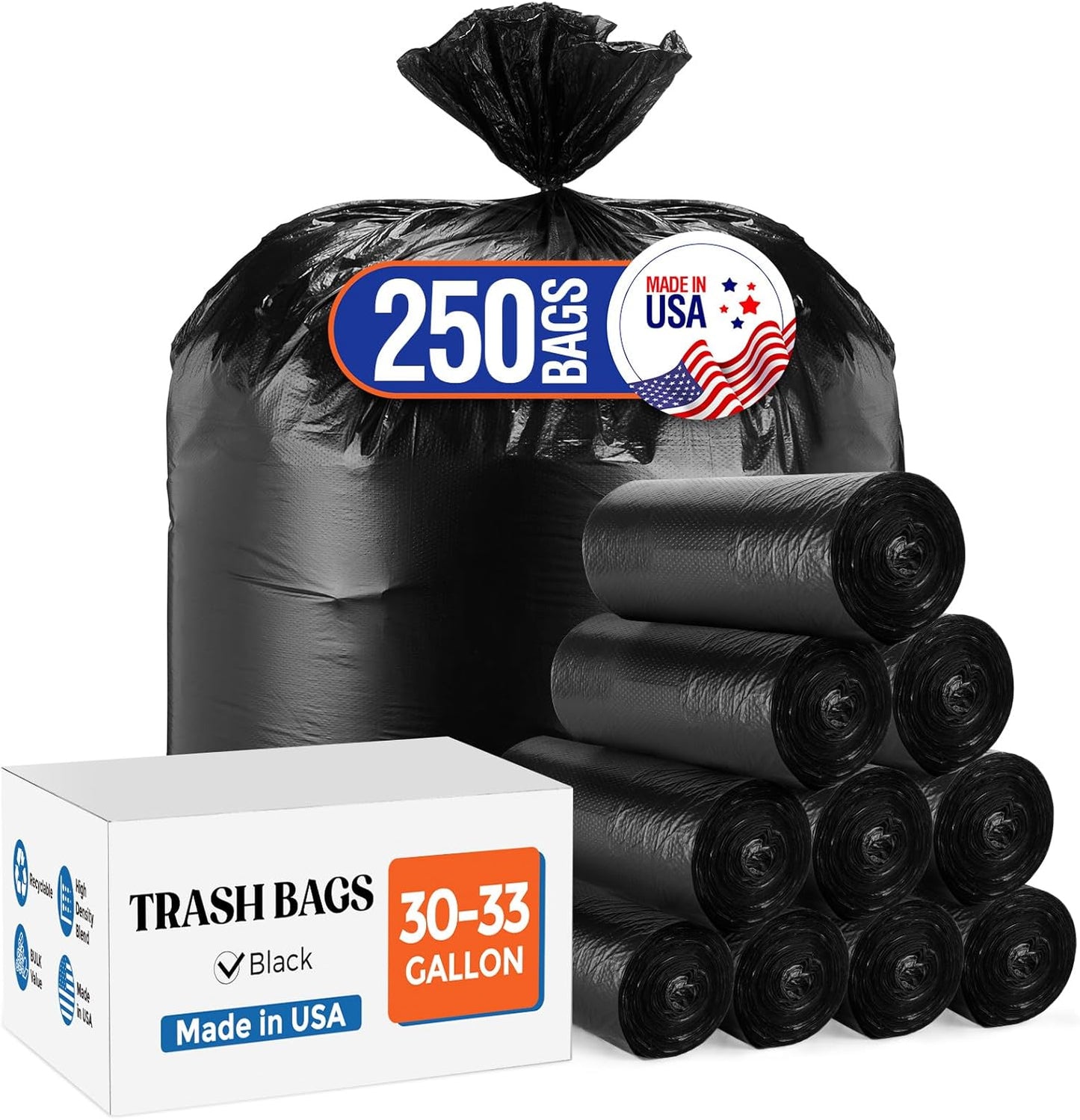 Delxo 30-33 Gallon Trash Bags - Durable & Puncture-Resistant