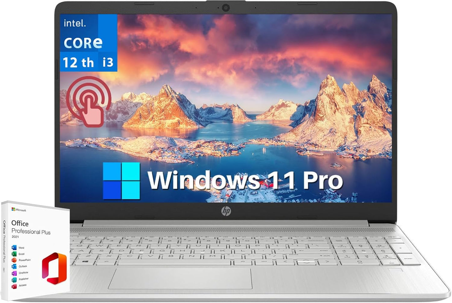 HP 2024 15.6 Touchscreen Laptop with Lifetime Office License