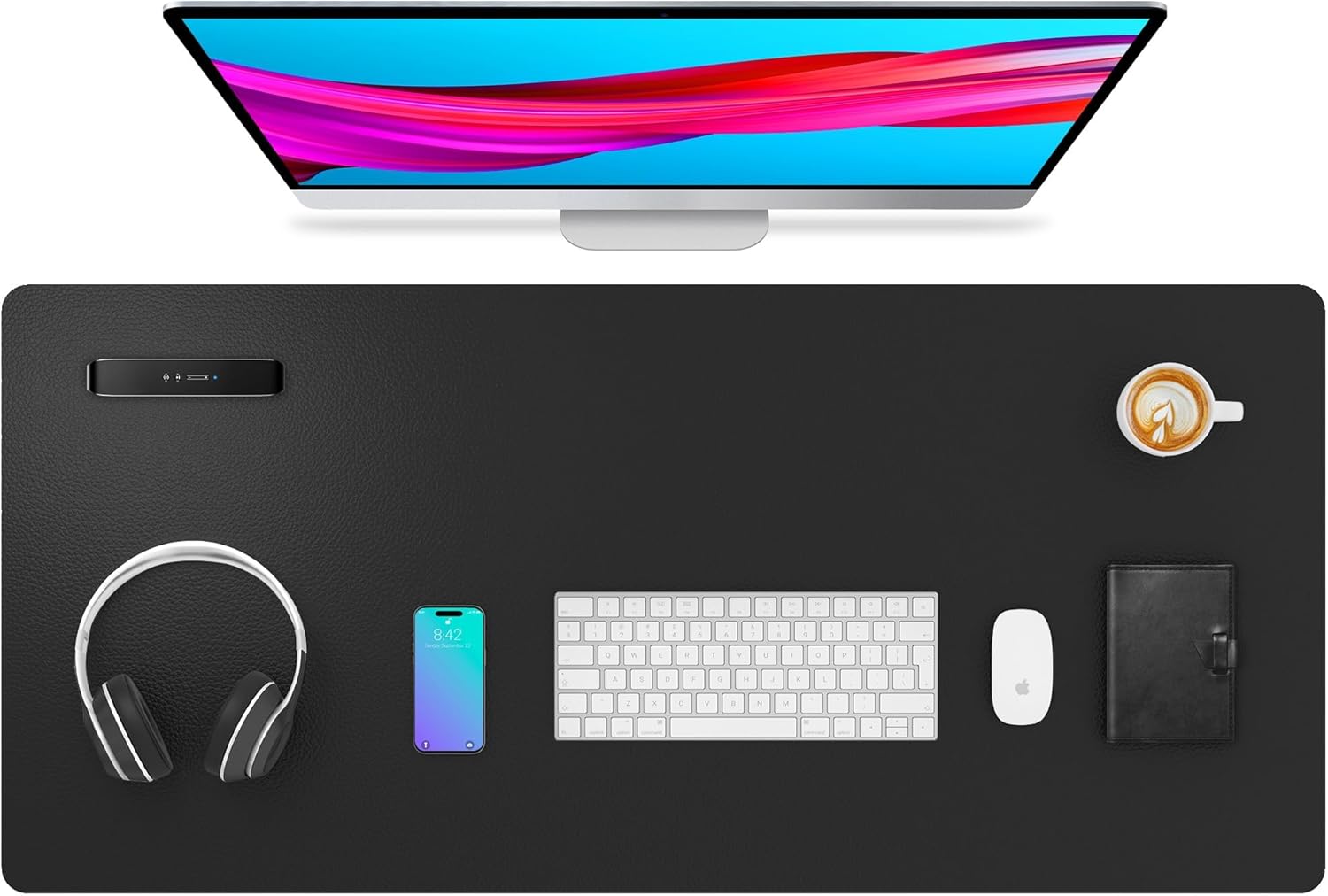 Waterproof Black Desk Pad by Aothia - Non-Slip PU Leather Mat